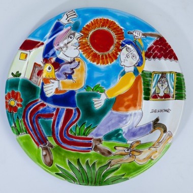 Piatto Tondo decorativo artigianale DS 25 cm PT25DS-07 la fuga del ladro Piatto Tondo decorativo artigianale DS 25 cm PT25DS-07 la fuga del ladro